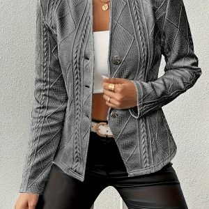 Veste élégante texturée à manches longues pour femmes