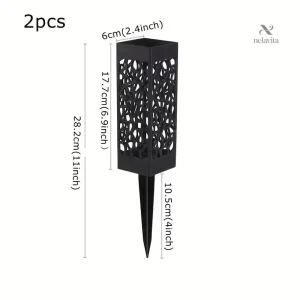 2 Lampes Solaires Noires pour Jardin – Hommage Élégant pour Animaux Décédés, Éclairage de Mémorial Extérieur
