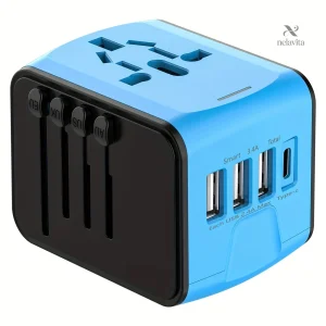 Adaptateur de Voyage Universel avec USB & USB-C – Chargeur Multi-Prises International pour 150+ Pays
