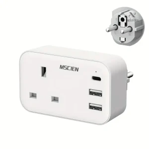 Adaptateur Prise Murale Universel avec 3 USB + 2 Prises Secteur – Chargeur Compact pour Maison et Voyage