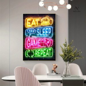 Affiche Néon Gaming colorée pour une décoration moderne