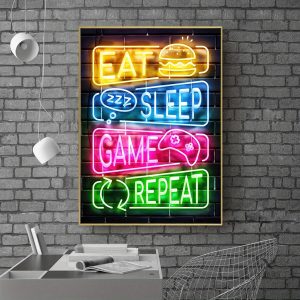 Affiche lumineuse inspirée des jeux vidéo