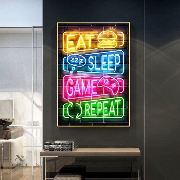 Art mural néon pour ambiance gaming