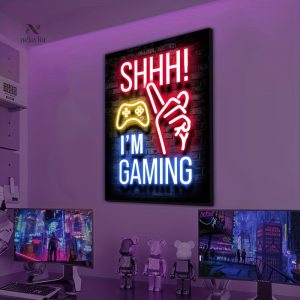 Affiche néon décorative pour les passionnés de gaming