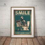 Affiche vintage squelette pour décoration de toilettes