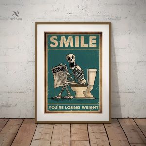Affiche vintage squelette pour décoration de toilettes