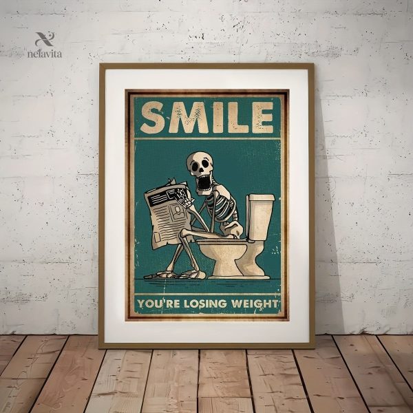 affiche-vintage-squelette-toilette-1 Affiche vintage squelette pour décoration de toilettes