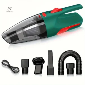Aspirateur portatif puissant pour voiture – Entretien intérieur avec embouts multifonctions et câble USB
