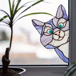 Autocollant Fenêtre Chat Curieux – Film Adhésif Étanche