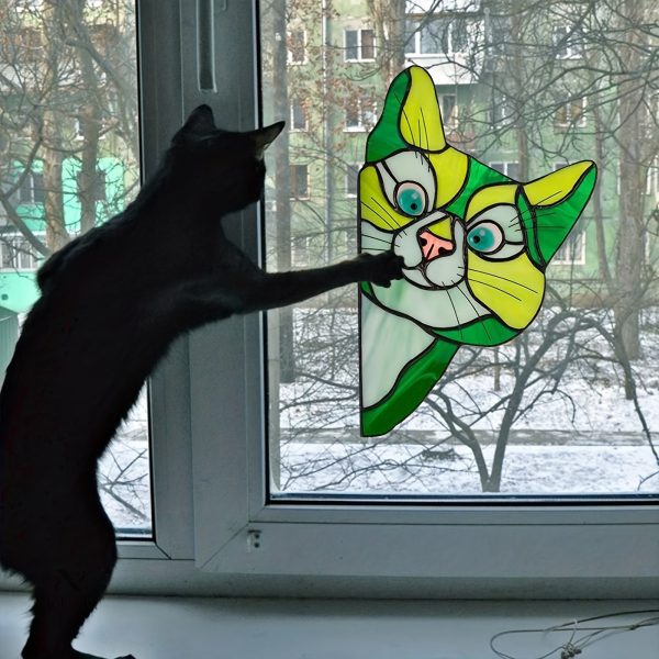 Décoration de fenêtre en film adhésif chat