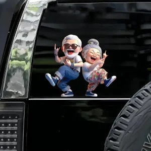 Autocollant voiture couple personnages rigolos