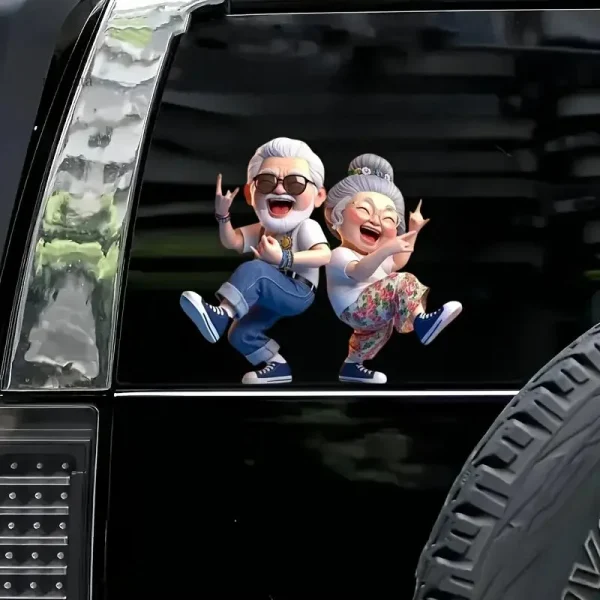 Autocollant voiture couple personnages rigolos