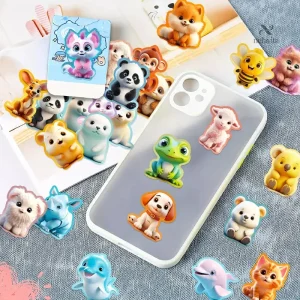 Autocollants 3D animaux mignons pour ordinateur et tablette