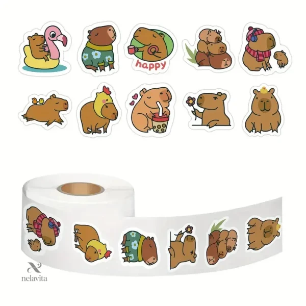 Autocollants Capybara colorés pour déco d'appareils