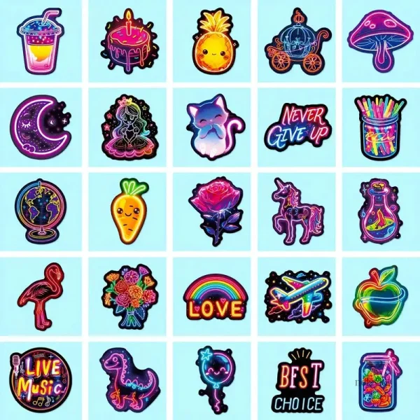 Stickers néon pour ado, parfaits pour ordinateurs et tablettes
