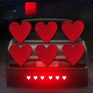 Autocollants Voiture Réfléchissants Cœur Jaune – Stickers Sécurité et Décoration Rétro-Réfléchissants Pare-Chocs et Portières
