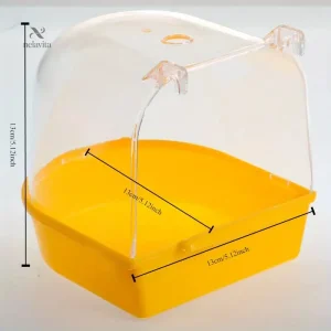 Baignoire Transparente pour Oiseaux en Cage – Bac de Bain Antiprojection 13 cm pour Perruches, Canaris et Petits Oiseaux
