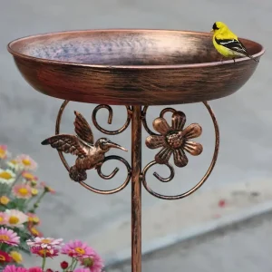 Abreuvoir décoratif sur pied pour oiseaux et faune