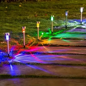 Balises solaires LED multicolores pour jardin et allée
