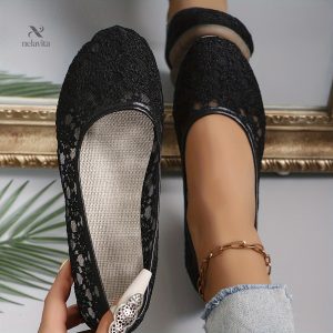 Ballerines femme en dentelle florale - Confort respirant et élégant