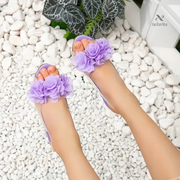 Chaussures de fête lilas à talon bas pour filles élégantes