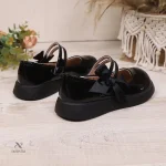 Ballerines noires vernies avec nœud élégant pour fille