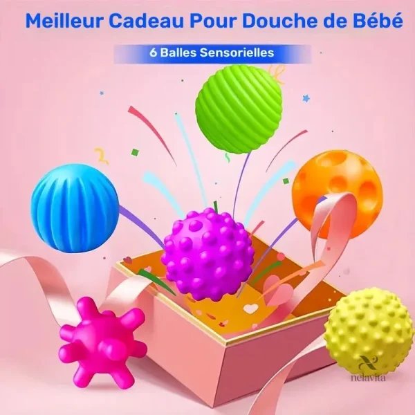 Balles sensorielles colorées pour éveil tactile et visuel
