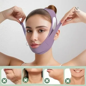 Bande réutilisable pour soin du visage et réduction du double menton