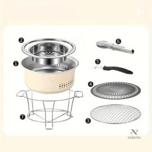 Barbecue portable en acier inoxydable – Grille multifonction pour cuisson, fumage et cuisine d’extérieur