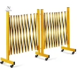 Barrière de sécurité extensible sur roulettes en acier jaune