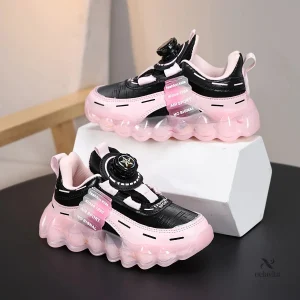 Baskets Enfant Semelle Transparente – Chaussures de Sport Légères Rose & Noir