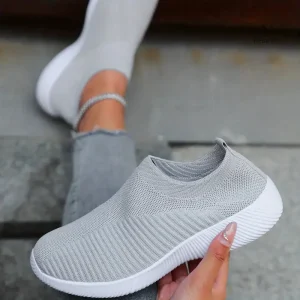 Baskets femme légères respirantes – Chaussures de sport confortables sans lacets pour marche et fitness