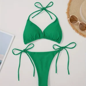Bikini Femme 2 Pièces à Nouer – Maillot de Bain Triangle Dos Nu, Style Plage & Été Séduisant
