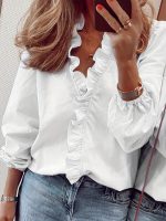 Blouse femme col V volanté