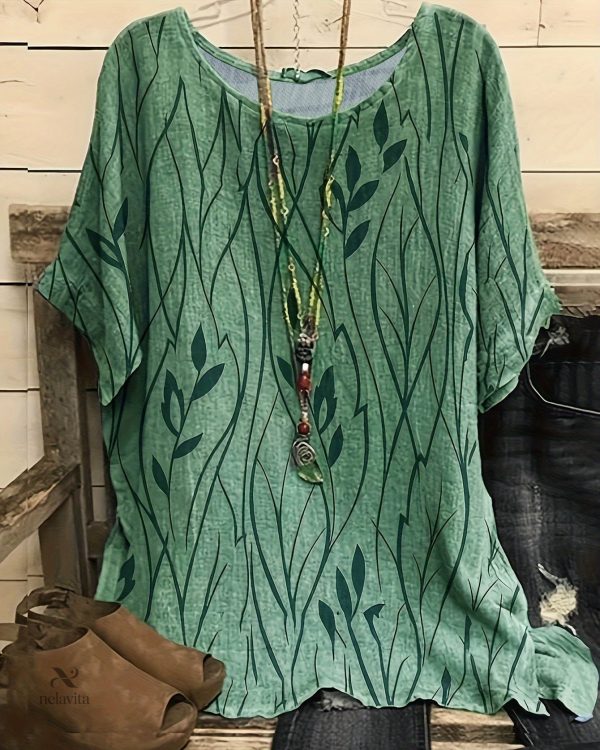 blouse-grande-taille-elegante-col-rond-manches-mi-longues-39legr-1
