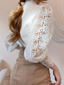 Blouse en dentelle florale pour femmes