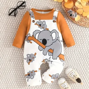 Body Bébé Manche Longue en Coton – Grenouillère Blanche Motif Koala