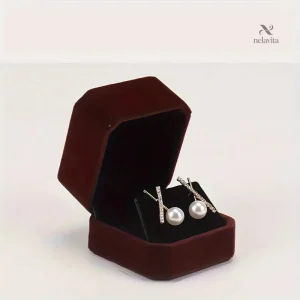 Boîte à bijoux en velours bleu pour boucles d’oreilles – Écrin élégant et présentoir cadeau