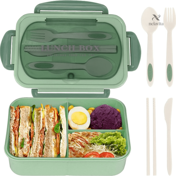 Conteneur alimentaire avec trois compartiments, design pratique