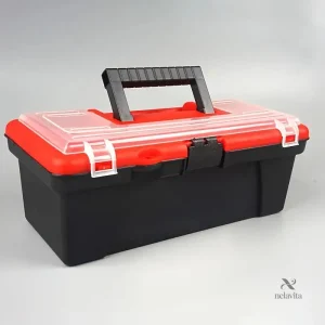 Boîte à outils portable en plastique résistant avec couvercle transparent