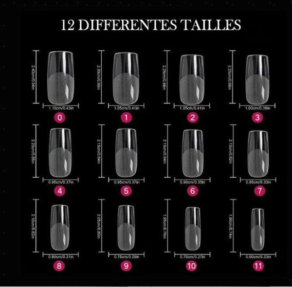 Faux ongles transparents en forme carrée