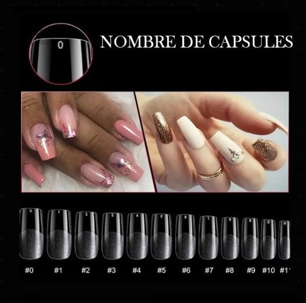 Accessoire pour ongles : faux ongles transparents carrés