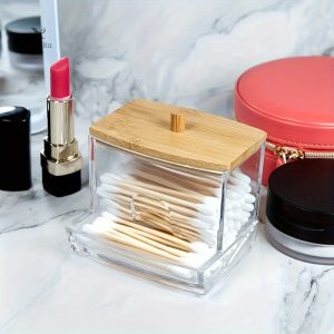Accessoire de rangement en bois pour cotons