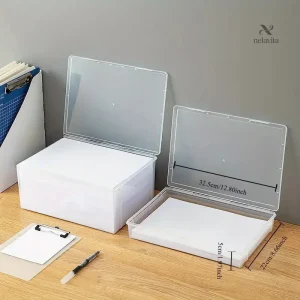 Boîte de rangement A4 transparente avec couvercle