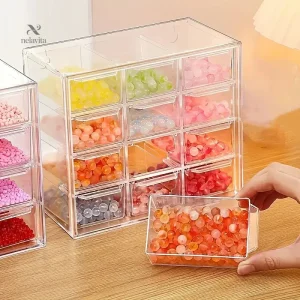 Boîte de rangement transparente à tiroirs pour bijoux et perles