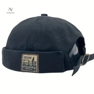 Bonnet docker homme style rétro – Casquette sans visière en coton kaki ajustable