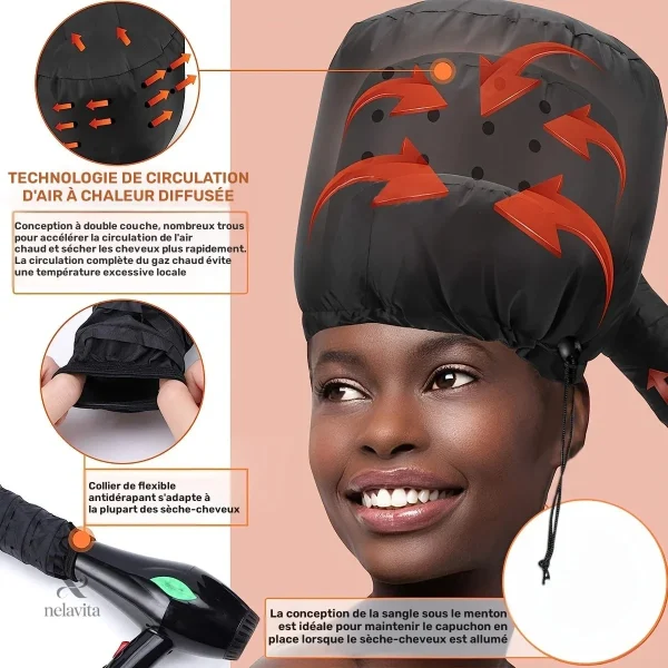 Bonnet chauffant pour des cheveux bouclés ou lisses