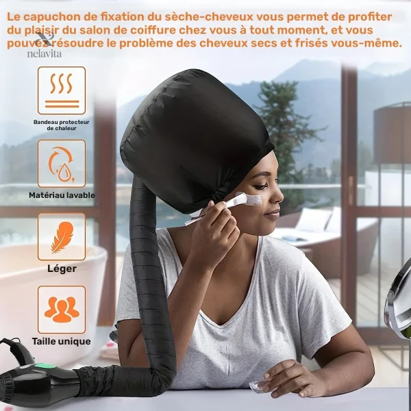 Soin capillaire avec casque souple et chaleur douce