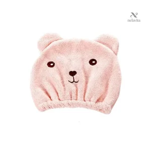 Bonnets Séchage Rapide en Microfibre Forme Ours – Ultra Doux pour Enfants et Adultes – Lot de 2 (Rose & Bleu)