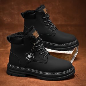 Bottes de Neige d'Hiver pour Hommes avec Doublure en Polaire Moelleuse